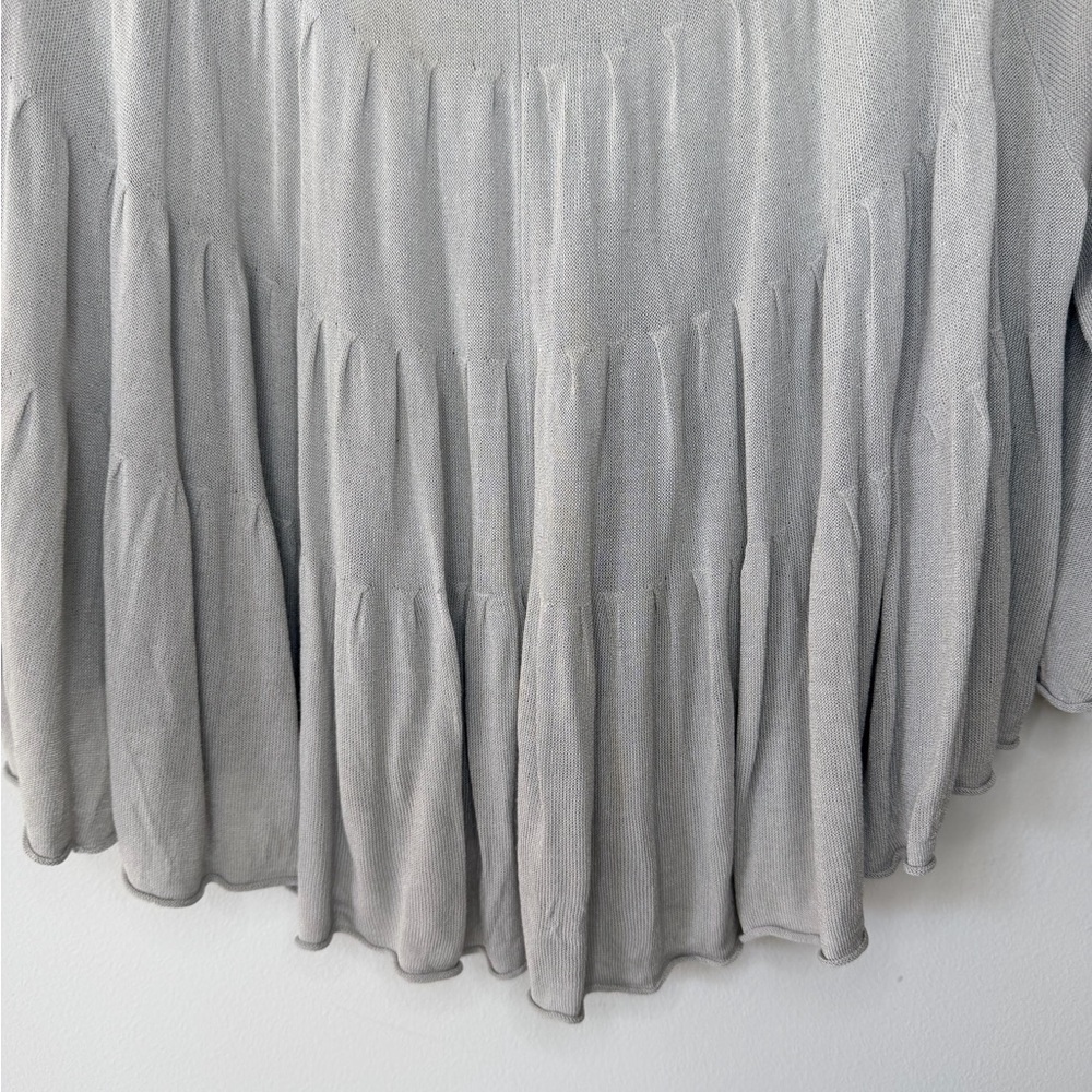 LINE Flowy Mesh Blouse – Grey – Size S – Elegant Draped Top - Picture 4 of 17